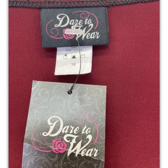 Dare to wear Victorian Resaissance Womens Sz 3XL Maroon&Black Top (O7) NWTs - Picture 4 of 5